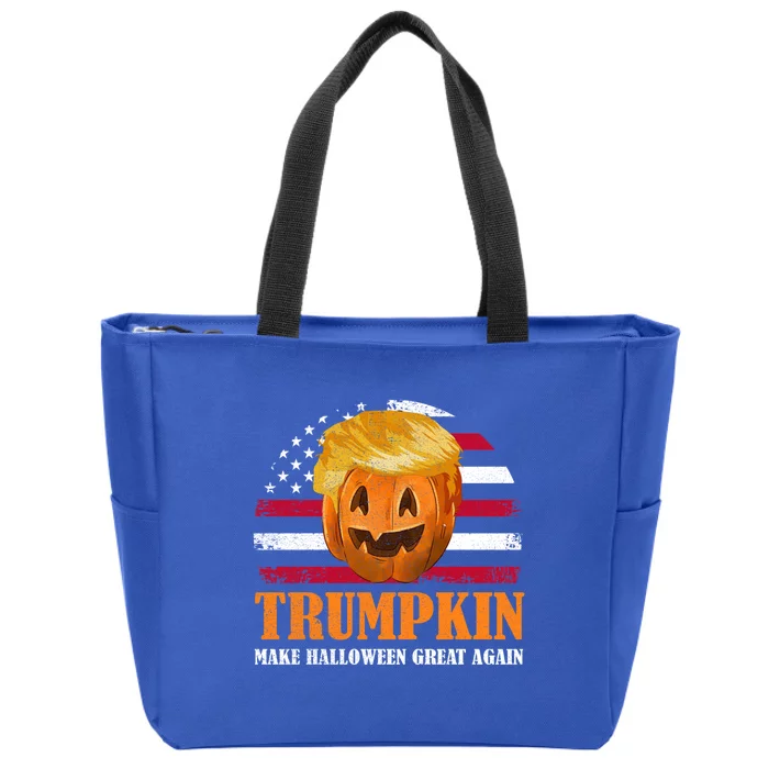 Vintage Trumpkin Make Halloween Great Again American Flag Gift Zip Tote Bag