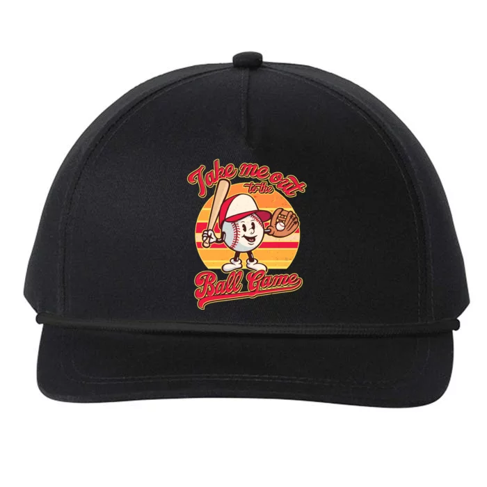 Vintage Take Me Out To The Ball Game Mascot Snapback Five-Panel Rope Hat