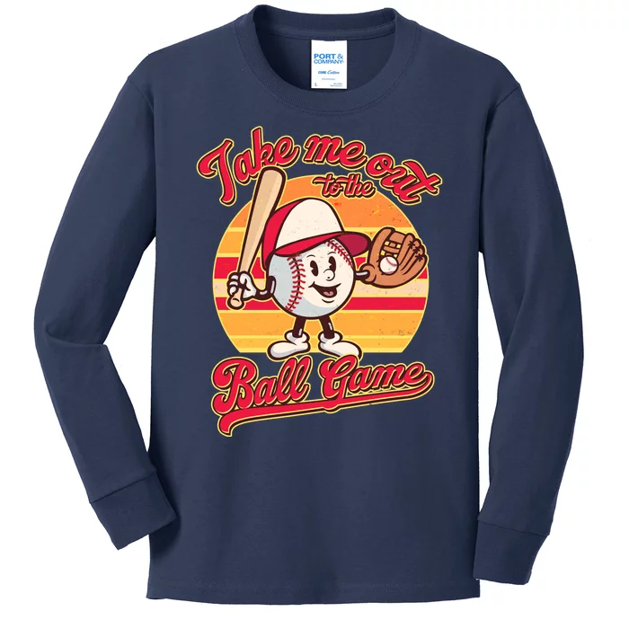 Vintage Take Me Out To The Ball Game Mascot Kids Long Sleeve Shirt