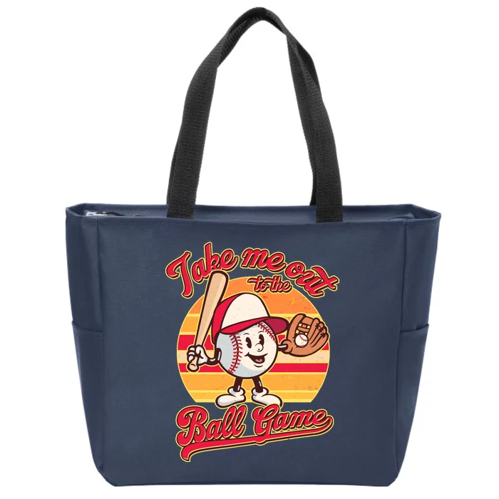 Vintage Take Me Out To The Ball Game Mascot Zip Tote Bag