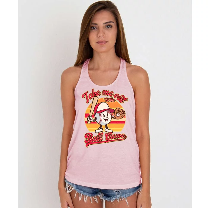 Vintage Take Me Out To The Ball Game Mascot Women's Knotted Racerback Tank