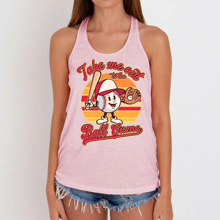 Vintage Take Me Out To The Ball Game Mascot Women's Knotted Racerback Tank