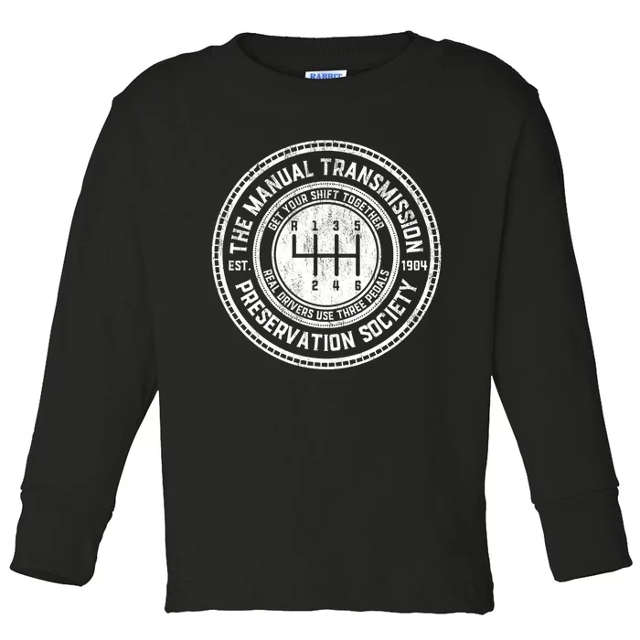 Vintage The Manual Transmission Preservation Society Toddler Long Sleeve Shirt