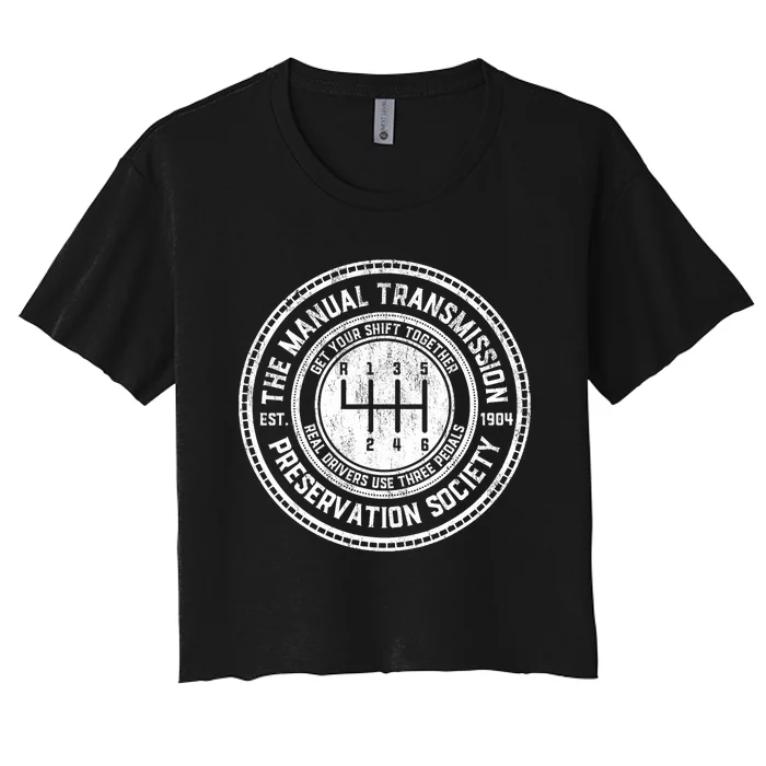 Vintage The Manual Transmission Preservation Society Women's Crop Top Tee