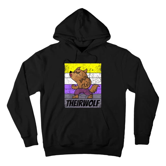 Vintage Theirwolf Nonbinary Pride Non Binary LGBTQ Tall Hoodie