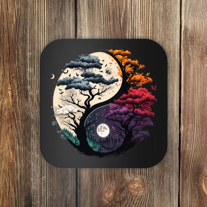 vintage Tree of Life Yin Yang Coaster