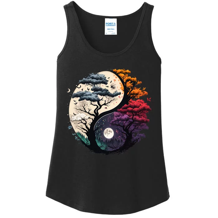 vintage Tree of Life Yin Yang Ladies Essential Tank