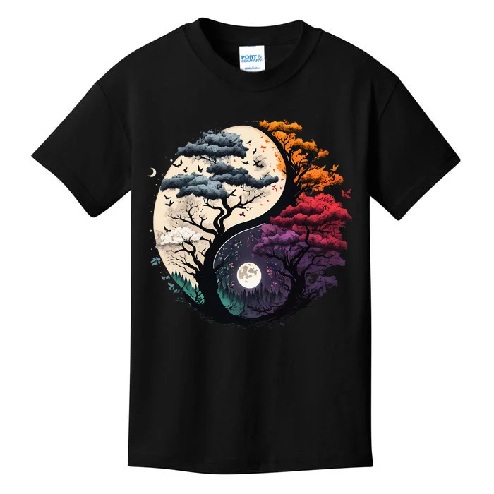 vintage Tree of Life Yin Yang Kids T-Shirt