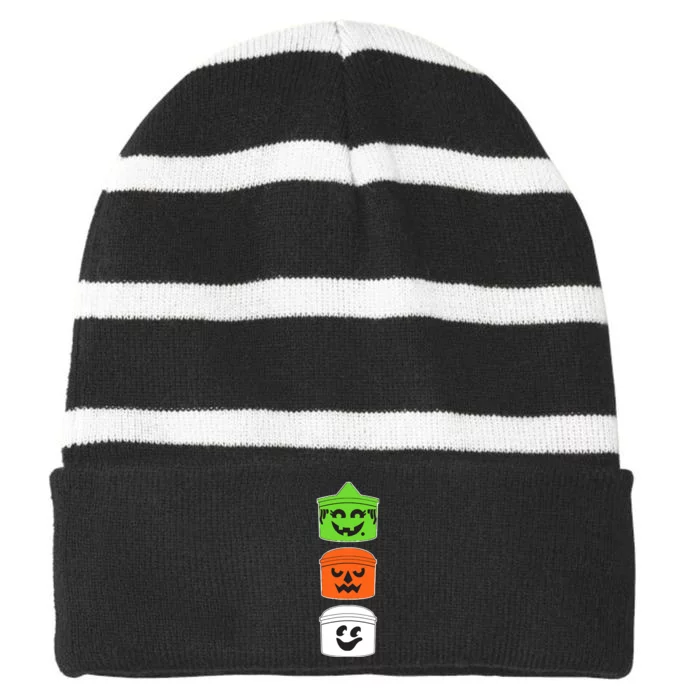 Vintage Trick Or Treat Buckets Striped Beanie with Solid Band