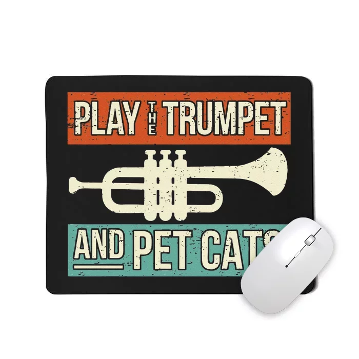 Vintage Trumpet Player Design Cat Lover Trumpeter I Pet Cats Mousepad