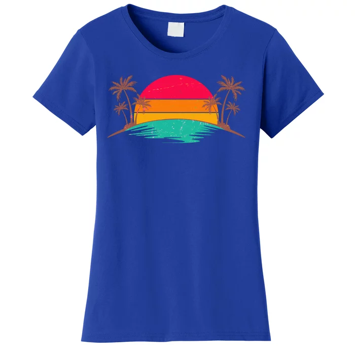 Vintage Tropical Palm Trees Sunset Sunrise Women's T-Shirt