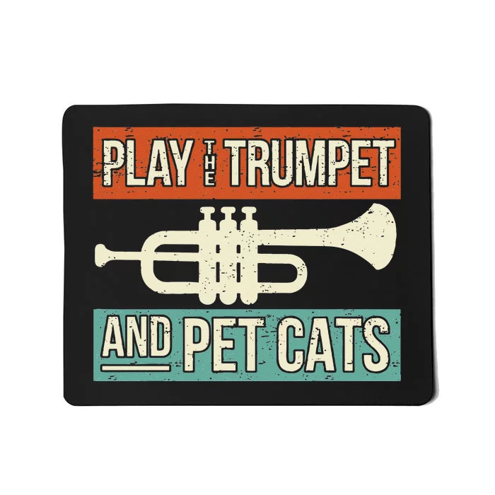 Vintage Trumpet Player Design Cat Lover Trumpeter I Pet Cats Mousepad