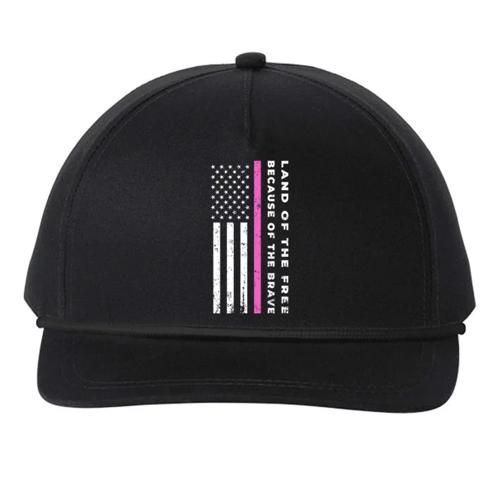 Vintage Thin Pink Line Land Of The Free Because Of The Brave Cute Gift Snapback Five-Panel Rope Hat