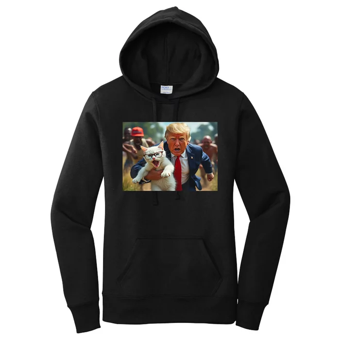 Vote Trump Pets For Trump Vote President Trump Holding Cat Gift Women's Pullover Hoodie