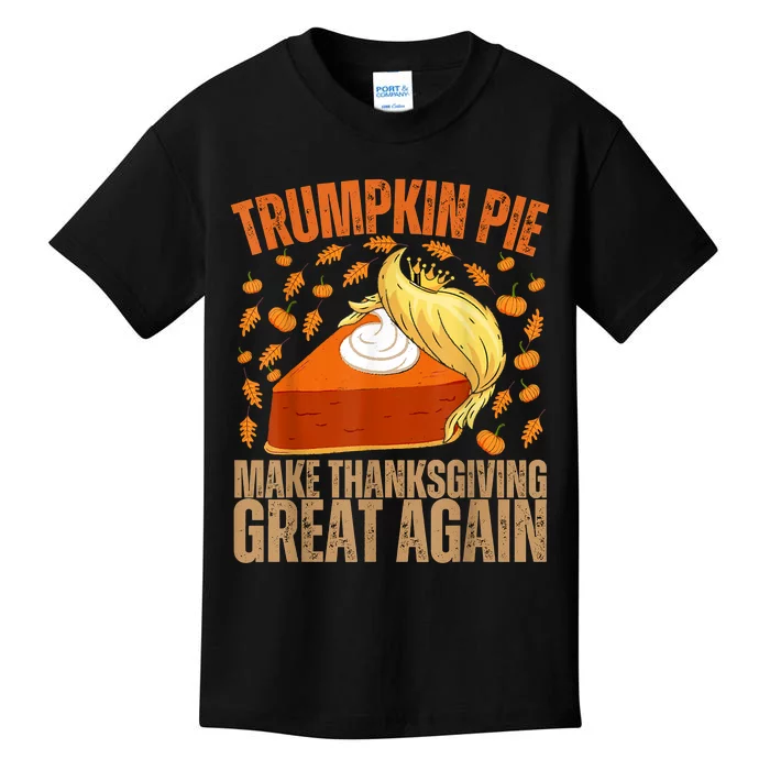 Vintage Trumpkin Pie Make Thanksgiving Great Again Funny Trump Support Tee Kids T-Shirt