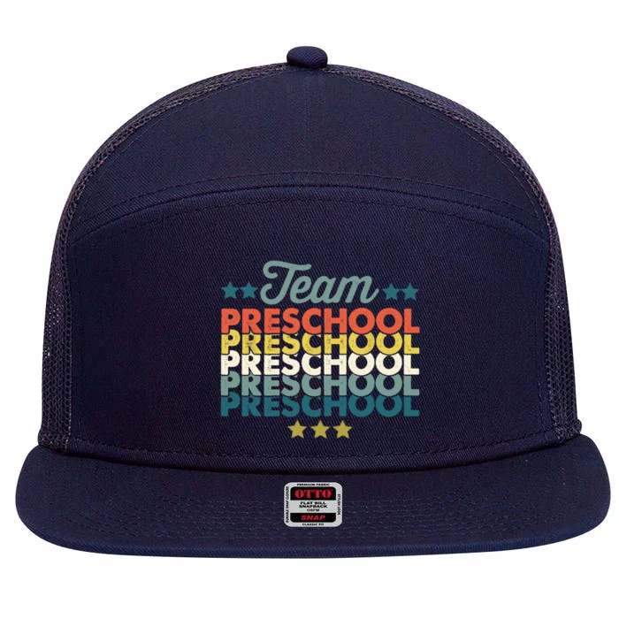 Vintage Team Preschool Back To School Teacher 7 Panel Mesh Trucker Snapback Hat