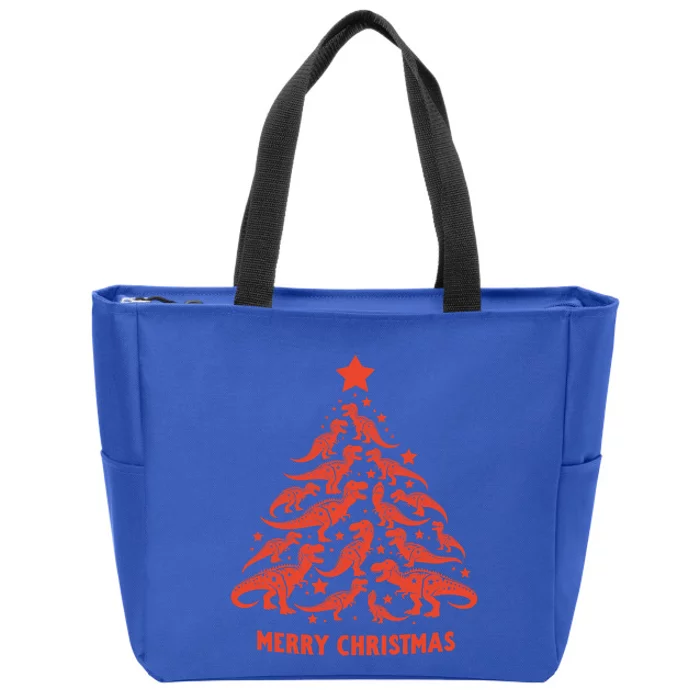 Vintage Tree Rex Merry Christmas Funny Dinosaur Tree Trex Meaningful Gift Zip Tote Bag