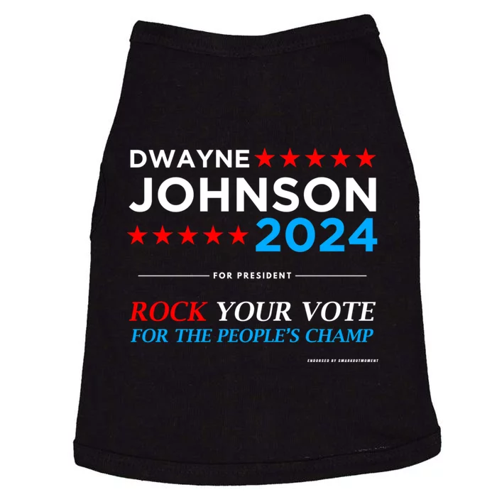 Vote The Rock 2024 President Dwayne Johnson Election (Black) Doggie Tank