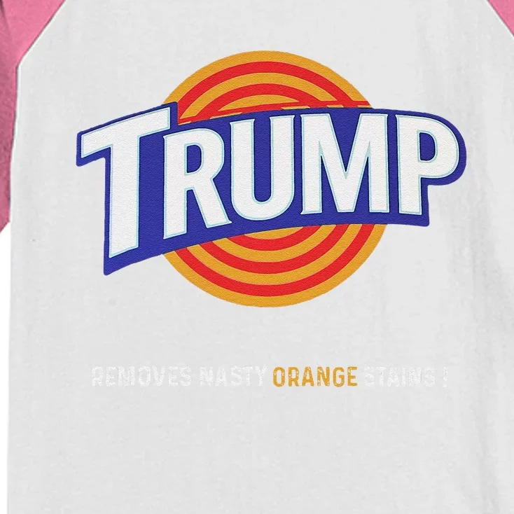 Vote Trump Removes Nasty Orange Stains Funny Kids Colorblock Raglan Jersey