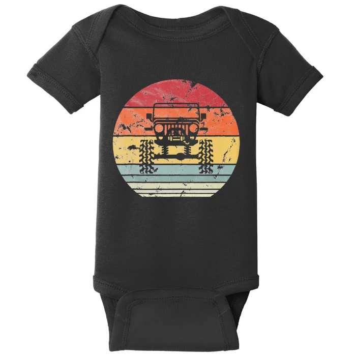 Vintage Truck Retro Sunset 4x4 Car Off Road Baby Bodysuit