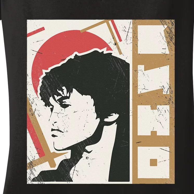 Viktor Tsoi Rock Musician Russia Cinema USSR Women's V-Neck T-Shirt