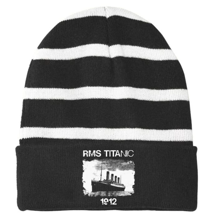 Vintage Titanic Remembrance Day RMS 1912, The Ship of Dreams Striped Beanie with Solid Band