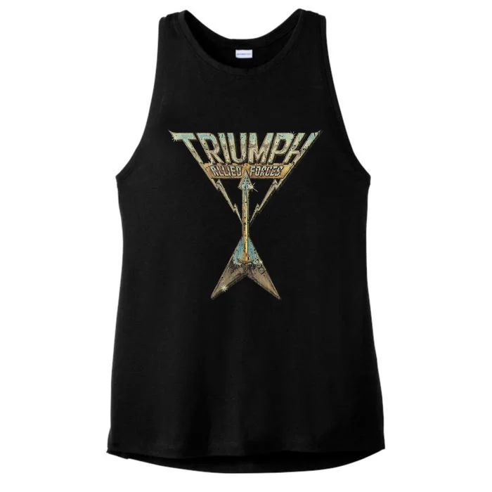 Vintage Triumph Retro Allied Forces Bass Music Instrument Ladies Tri-Blend Wicking Tank