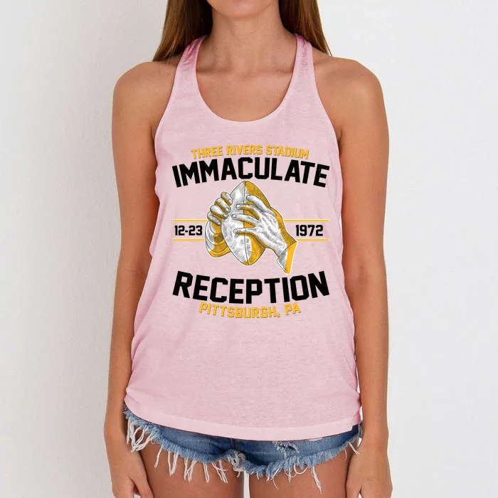 Vintage Three Rivers Stadium Immaculate Reception Football Women's Knotted Racerback Tank