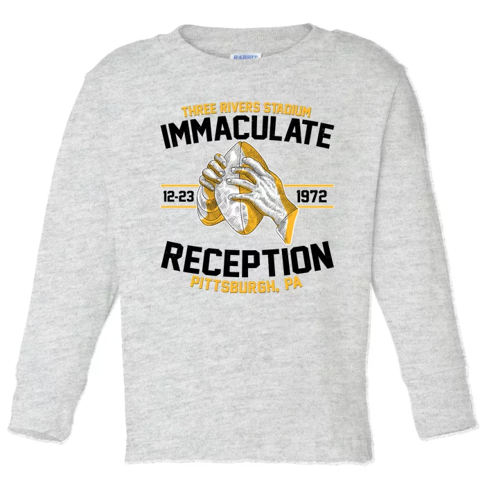 Vintage Three Rivers Stadium Immaculate Reception Football Toddler Long Sleeve Shirt