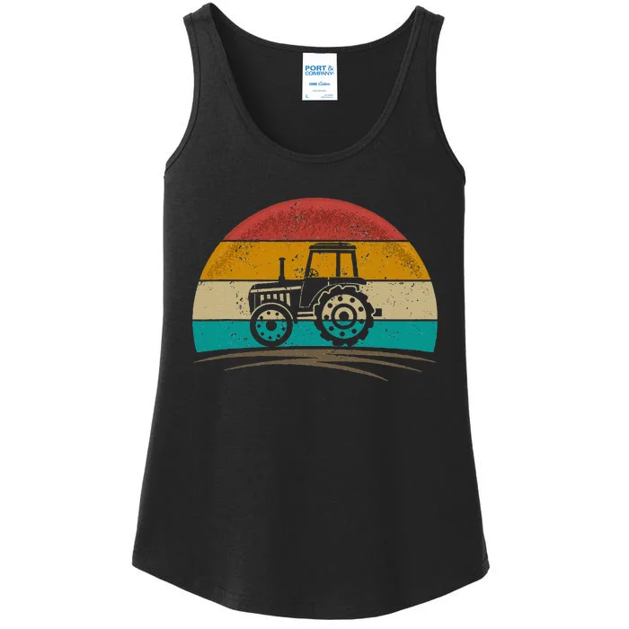 Vintage Tractor Ranch Retro 70s Distressed Farmer Ladies Essential Tank