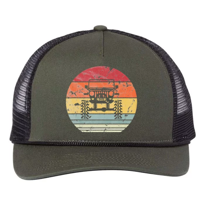 Vintage Truck Retro Sunset 4x4 Car Off Road Retro Rope Trucker Hat Cap