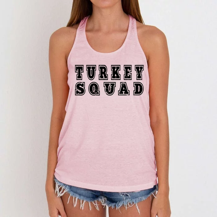 Vintage Turkey Squad Matching Team Group Family Thanksgiving Gift Women's Knotted Racerback Tank