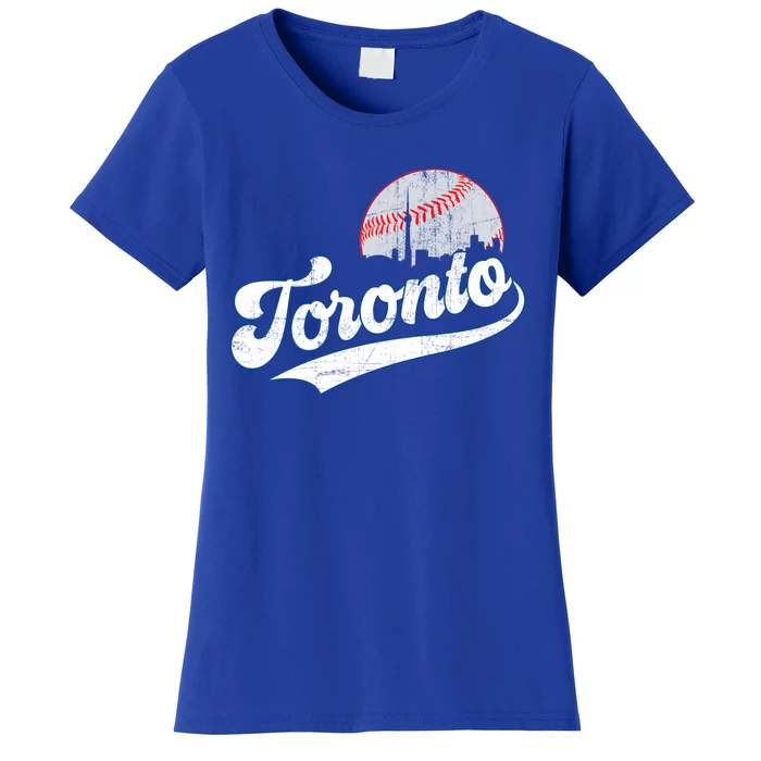 Vintage Toronto Skyline Retro Game Day Baseball Gift Women's T-Shirt