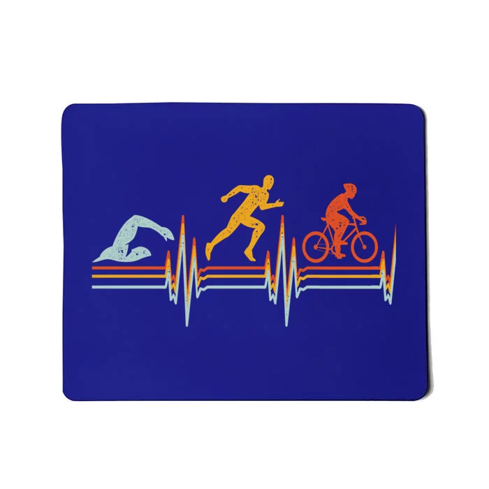 Vintage Triathlon Swim Bike Run Triathlete Heartbeat Cute Gift Mousepad