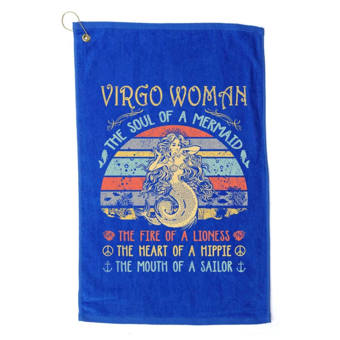 Virgo The Soul Of A Mermaid Vintage Birthday Great Gift Platinum Collection Golf Towel