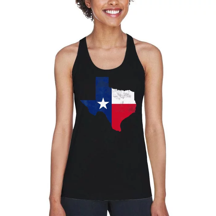 vintage Texas State USA Distressed Flag Grunge Women's Racerback Tank