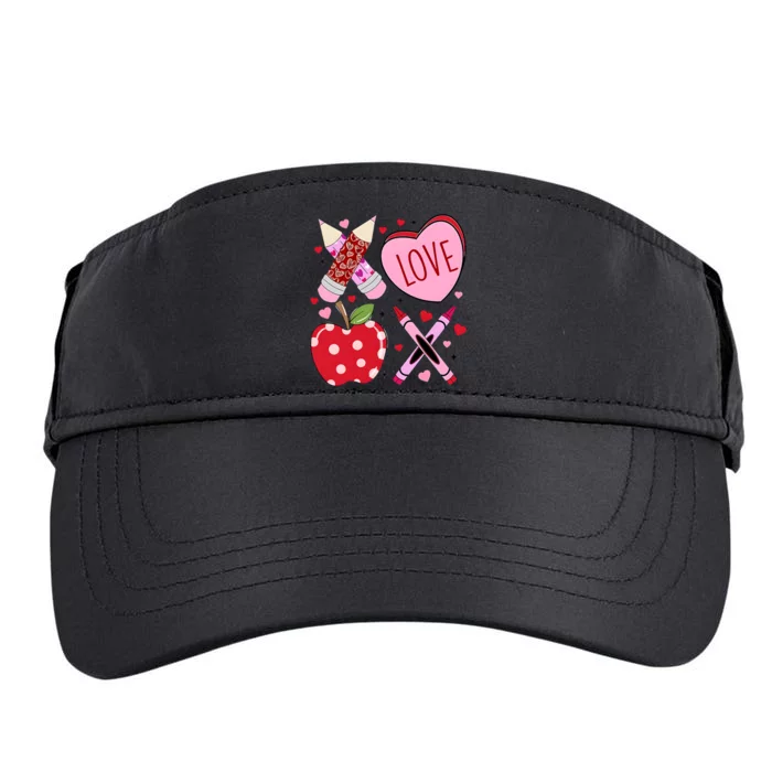 Valentine Teacher School Lover ValentineS Day Adult Drive Performance Visor