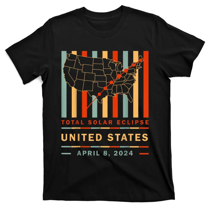 Vintage Total Solar Eclipse 2024 United States T-Shirt