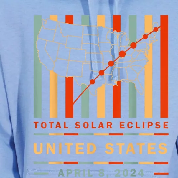 Vintage Total Solar Eclipse 2024 United States Unisex Surf Hoodie