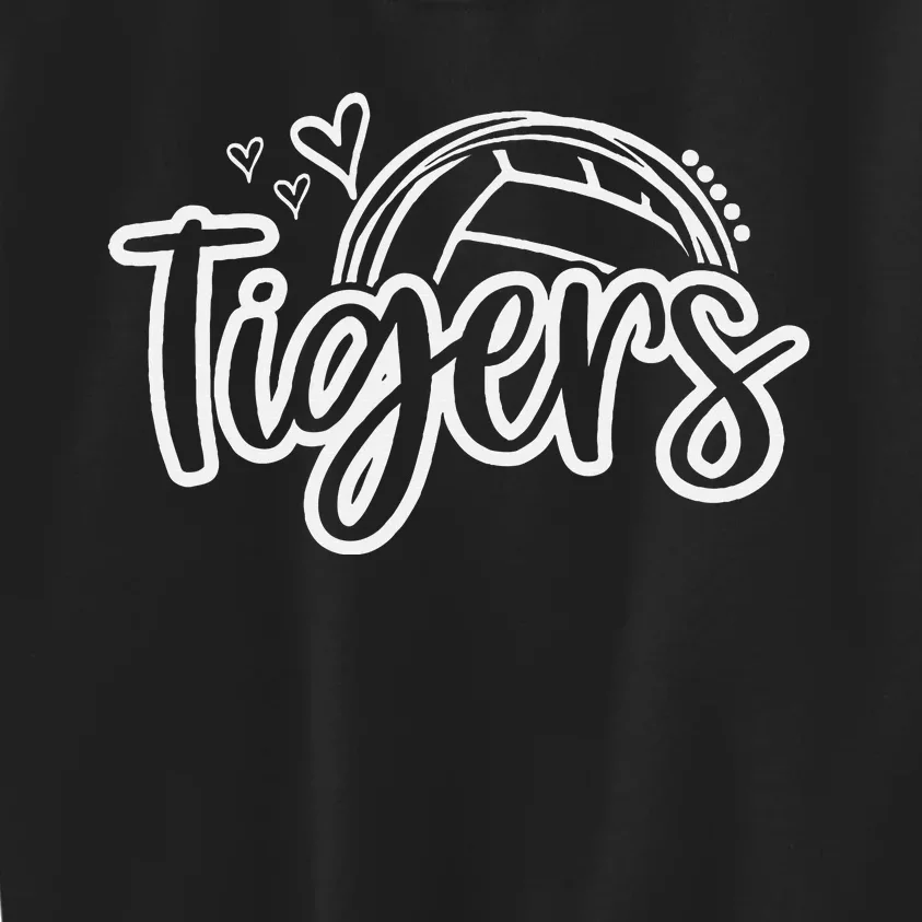 Volleyball Tigers School Sports Fan Team Spirit Kids Sweatshirt