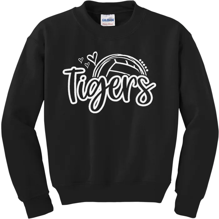 Volleyball Tigers School Sports Fan Team Spirit Kids Sweatshirt