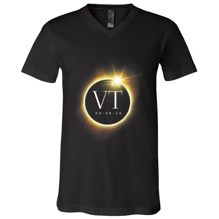 Vt Total Solar Eclipse 2024 V-Neck T-Shirt