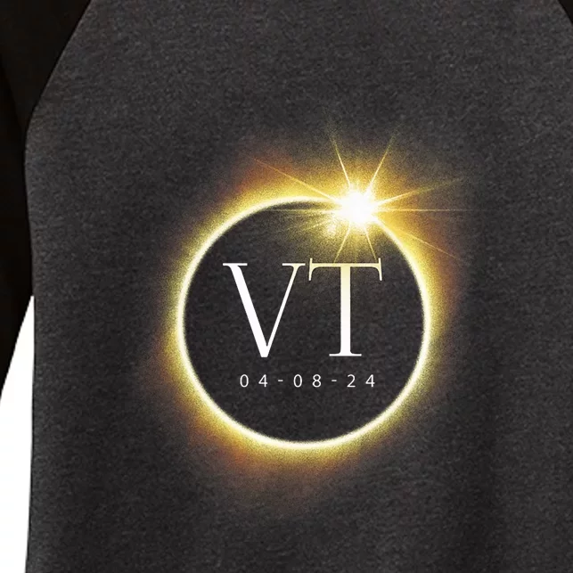 Vt Total Solar Eclipse 2024 Women's Tri-Blend 3/4-Sleeve Raglan Shirt