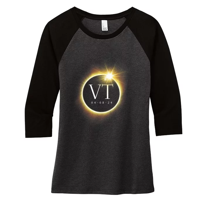 Vt Total Solar Eclipse 2024 Women's Tri-Blend 3/4-Sleeve Raglan Shirt