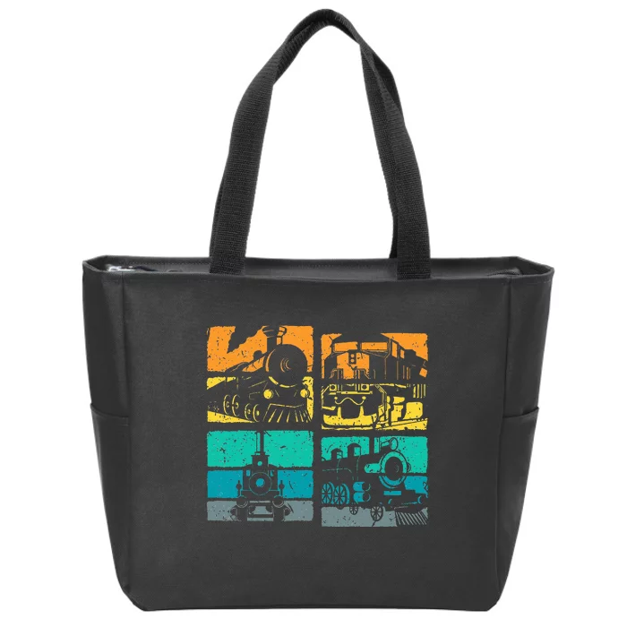 Vintage Trains Steam Locomotive Railroad Zip Tote Bag