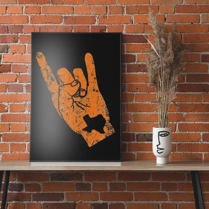 Vintage Texas state silhouette hook 'Em hands Poster