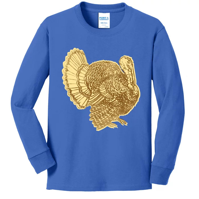 Vintage Thanksgiving Turkey Gift Kids Long Sleeve Shirt