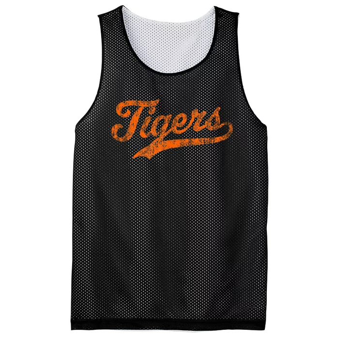 Vintage Tiger Throwback Design Mesh Reversible Basketball Jersey Tank