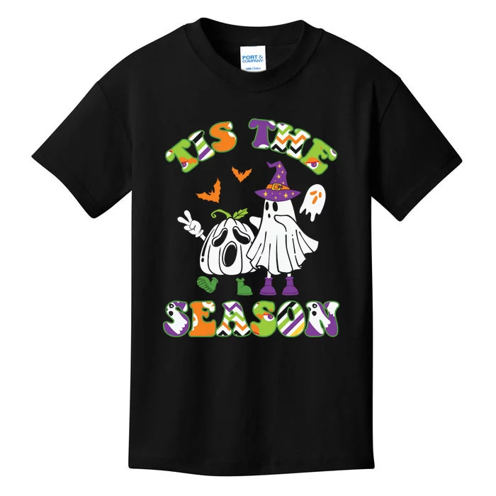 Vintage Tis The Season Boo Cute Pumpkin Gift Funny Halloween Kids T-Shirt