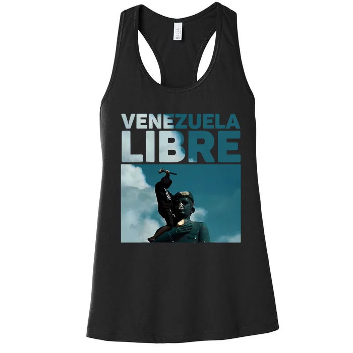 Venezuela To The End Fall Of The Statue Of Chavez Women's Racerback Tank